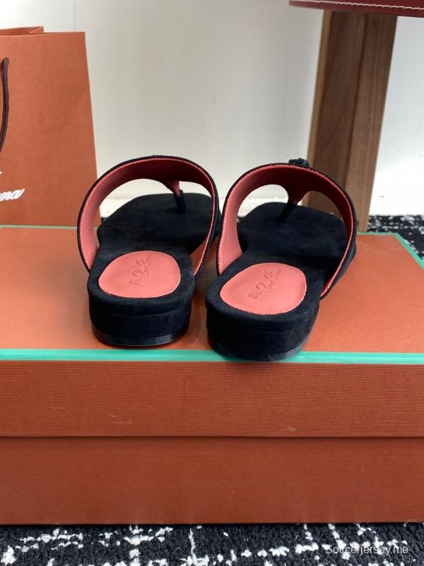 2025 Women LP Black Suede Slippers KFY00280