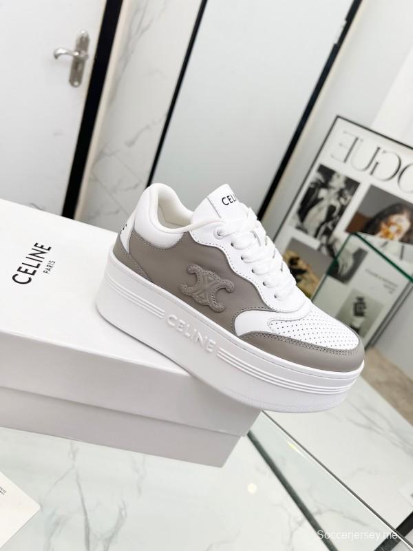 2025 Women CELINE White Grey Leather Sneakers