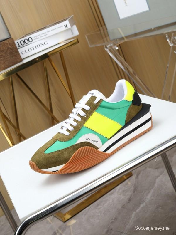 2025 Unisex TOM FORD Green Yellow Suede Nylon Sneakers LY00360(F)/LY00370(M)