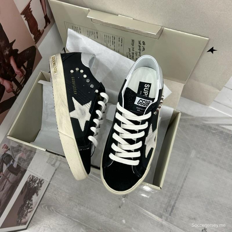 2025 Women GGDB Black White Leather Suede Star Sneakers