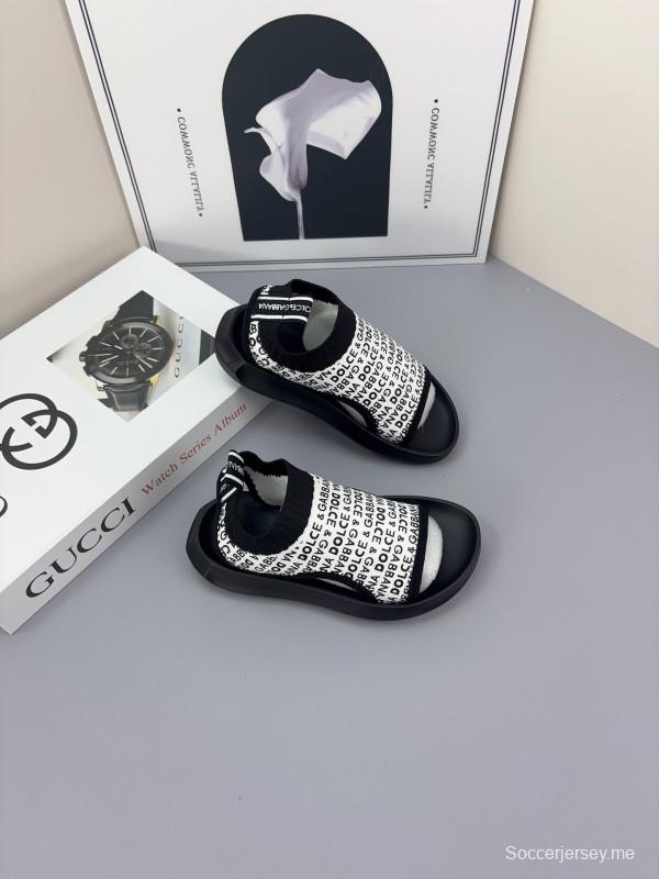 2025 Kids Dolce & Gabbana Black White Fabric Sandals