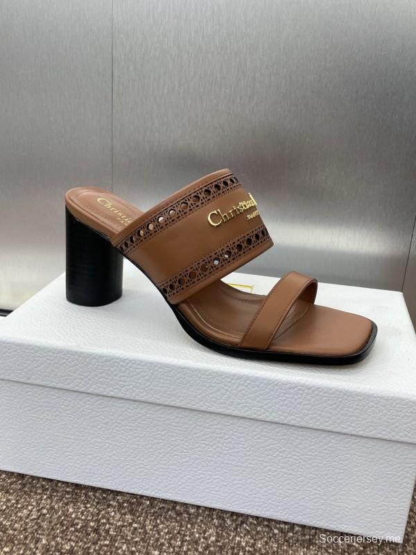 2025 Women Dior Brown Leather Sandals