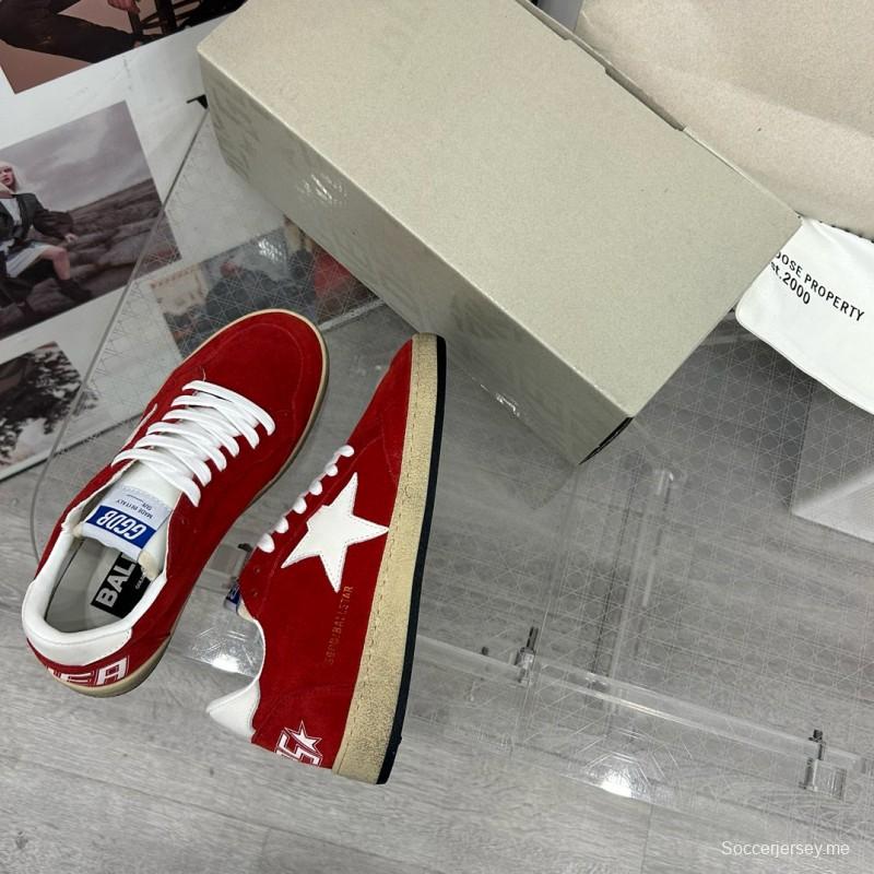 2024 Women GGDB Red Suede White Star Low-Top Sneakers MJ00260