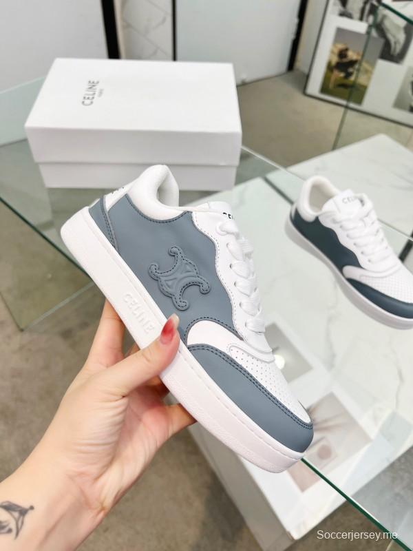 2025 Unisex CELINE White Grey Leather Sneakers