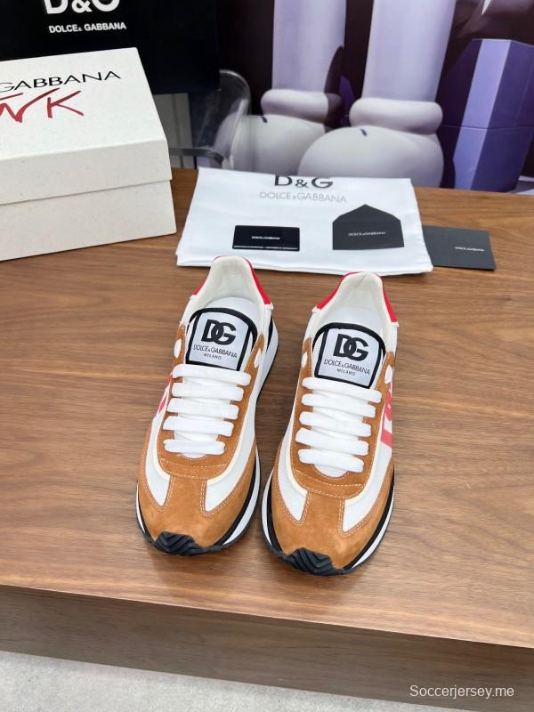 2025 Unisex Dolce & Gabbana White Red Black Suede Mesh Sneakers LY00300(F)/LY00301(M)