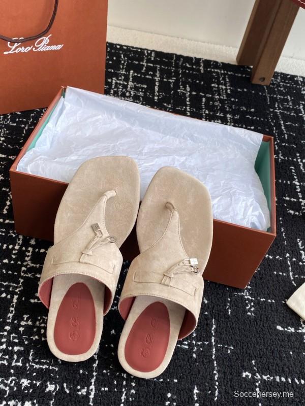 2025 Women Le Parmentier Beige Suede Slippers KFY00280