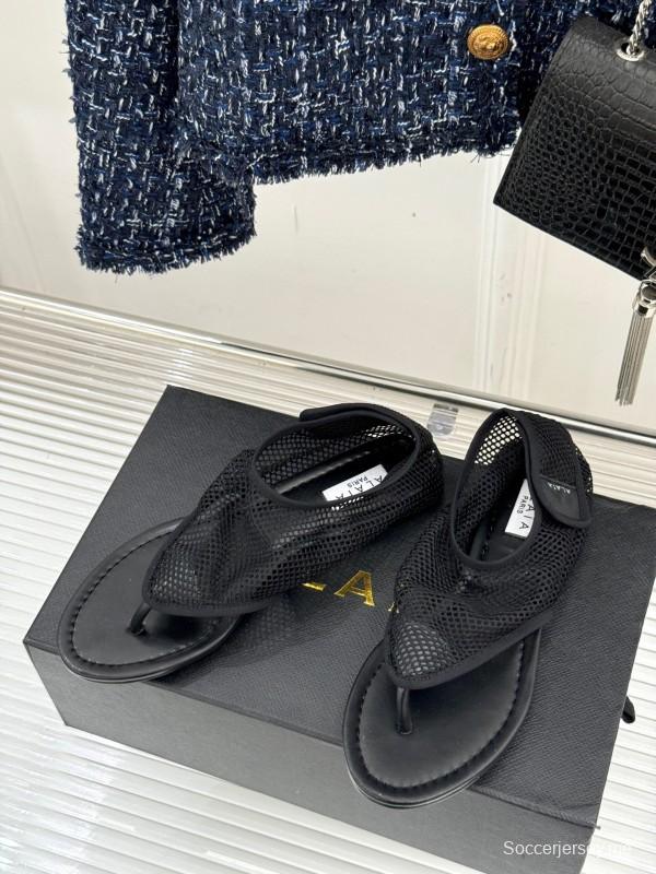 2025 Women YSL Black Mesh Sandals