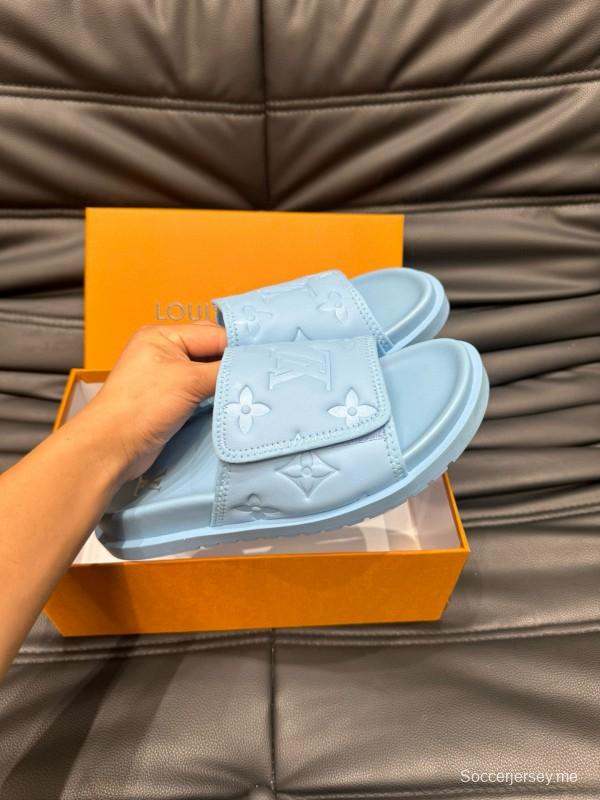2024 Slippers Louis Vuitton light blue synthetic leather Slippers MJ00200