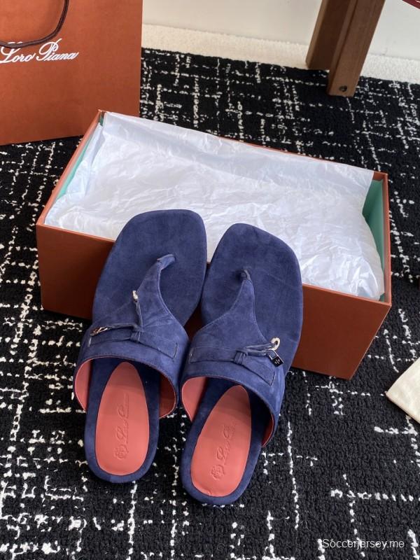 2025 Women Le Parmentier Blue Suede Slippers KFY00280