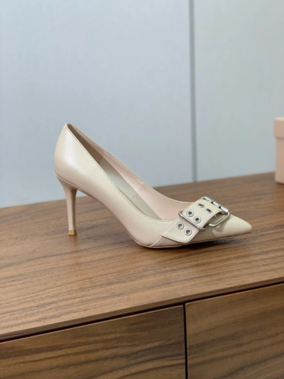 2025 Women Gianvito Rossi Cream Leather Pumps Buckle KFY00300