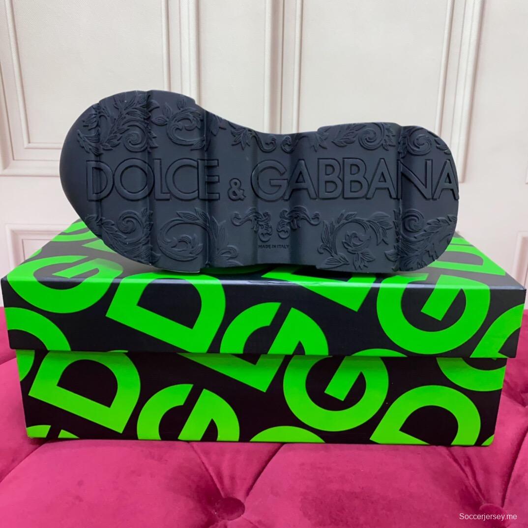 2025 Unisex Dolce & Gabbana White Black Orange Leather Lycra Sneakers LY00330(F)/LY00340(M)