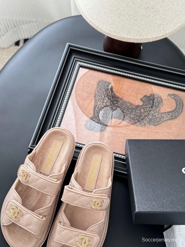 2025 Women Chanel Beige Leather Sandals LY00310