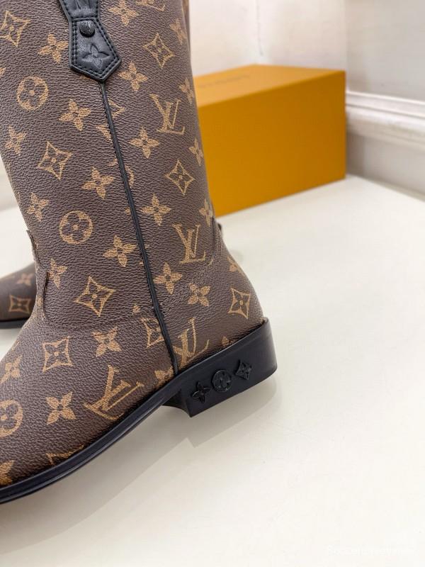 2024 Women Louis Vuitton Brown Monogram Calf Leather Boots MJ00440