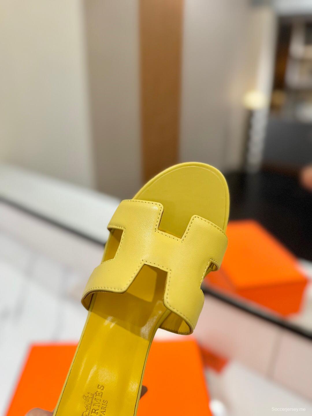 2025 Women Hermès Yellow Leather Sandal