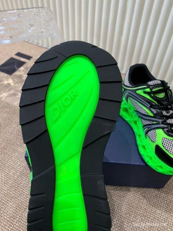 2024 Unisex Dior Green Black Leather Mesh Sneakers MJ00400