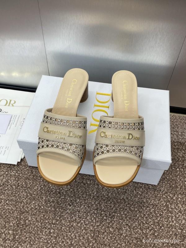 2025 Women Dior Beige Leather Sandals