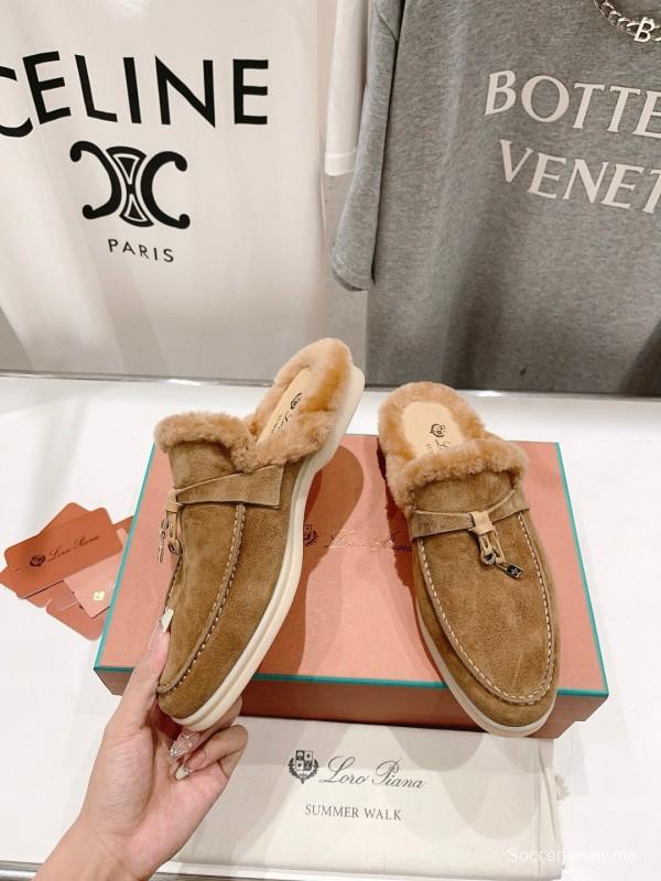 2024 Slippers LP Beige Suede Fur Slip-on