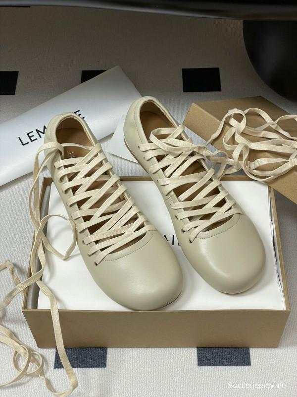 لومير 2025 مجموعة لومير 2025 مجموعة أوائل الربيع، أحذية الباليه ذات الأربطة ذات التفاصيل المسطحة والكعب العالي - KFY00310