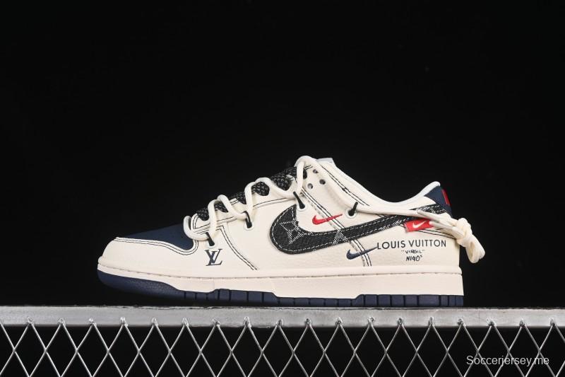 حذاء تزلج نايك SB Dunk Dunk Low LV Collaboration Strapation Straping Black Swoosh Anniversary حذاء تزلج كاجوال منخفض مخصص للذكرى السنوية - FC1688-220