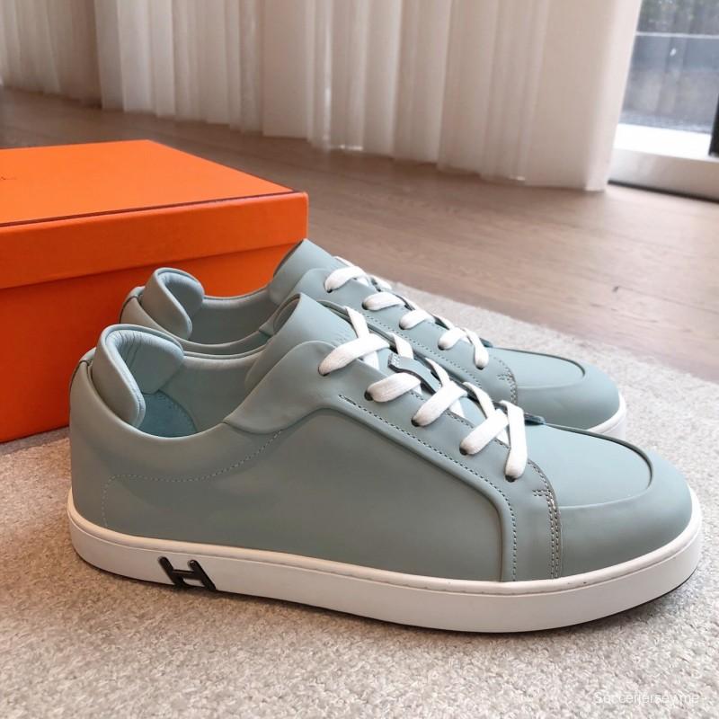 2025 Men Hermes Gray Leather Sneakers Casual AS00380