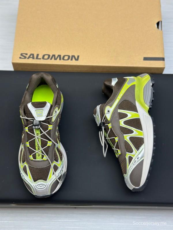 2025 Unisex SALOMON Black White Cream Leather Mesh Sneakers KFY00320