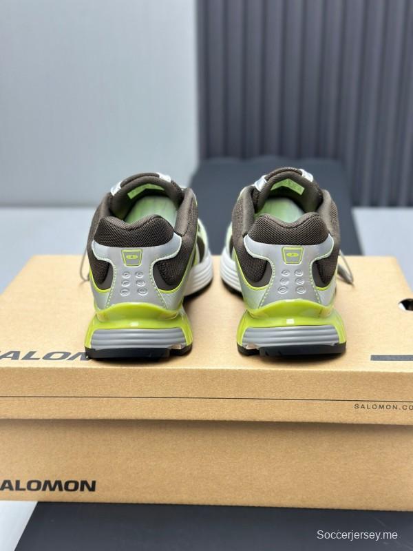 2025 Unisex SALOMON Brown White Cream Leather Mesh Sneakers AS00320