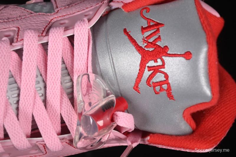 حذاء اويك نيويورك اير جوردان 5 ريترو الرياضي من اويك نيويورك مع اللون الوردي القطبي وشعار اويك نيويورك الشبكي - DV4982-600