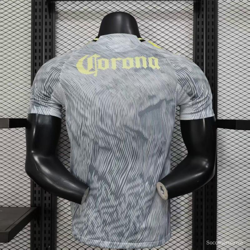 إصدار اللاعب 25/26 قميص كلوب أمريكا 25/26 رمادي بنمط مخطط قطري