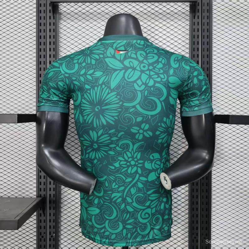 نسخة اللاعب 25/26 قميص أخضر بنقشة إسلامية تقليدية من قميص نادي فلسطين 25/26