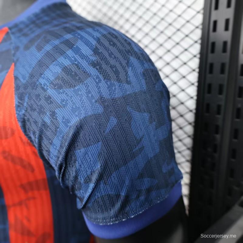 إصدار اللاعب 25/26 قميص برشلونة المنزلي أزرق مخطط بالأحمر مع راعي سبوتيفاي