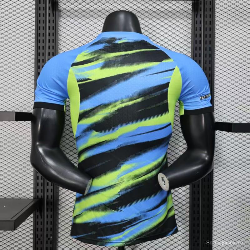 نسخة اللاعب 25/26 قميص أولمبيك مارسيليا أولمبيك مارسيليا أخضر نيون أزرق أسود مخطط متدرج اللون