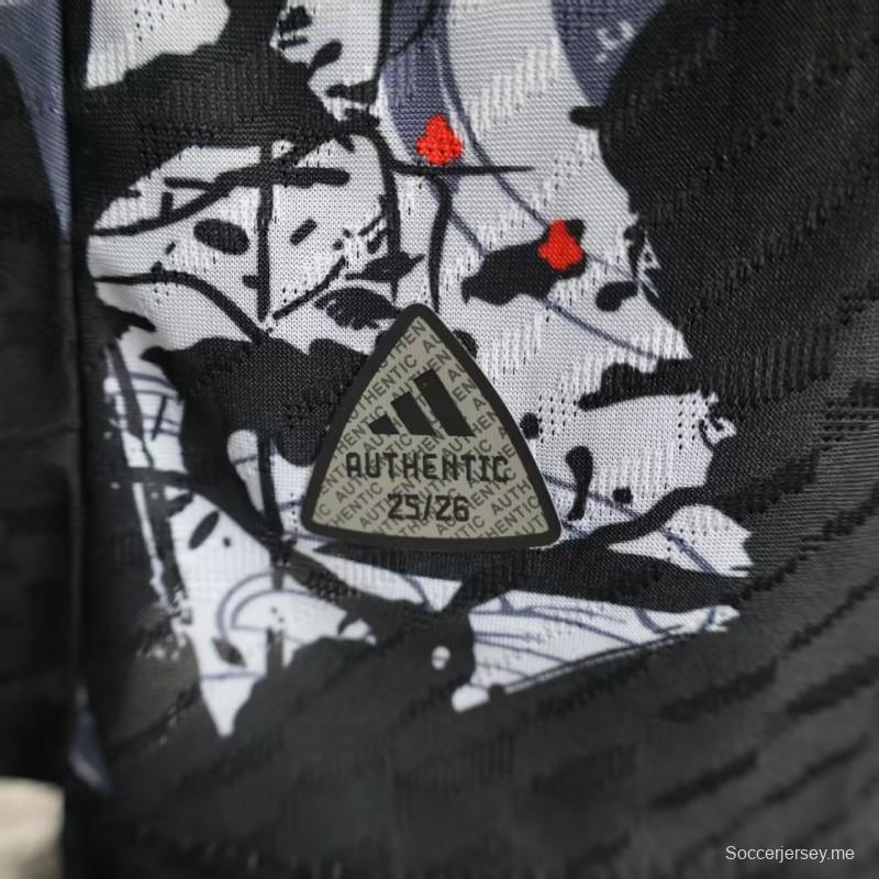 إصدار اللاعب 2025 قميص ياباني رمادي مع قميص بنقشة التنين التقليدي وزهرة الكرز