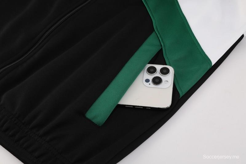 25/26 ريال بيتيس أبيض/أسود/أخضر جاكيت بسحاب كامل + بنطلون طويل