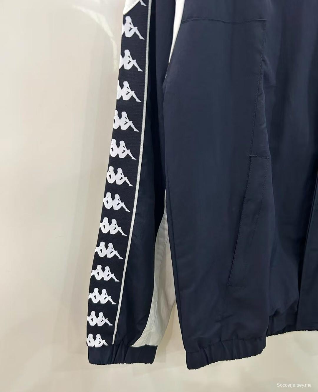 25/26 برشلونة 1967 طراز 1967 سترة واقية من الريح أسود/أبيض/أسود