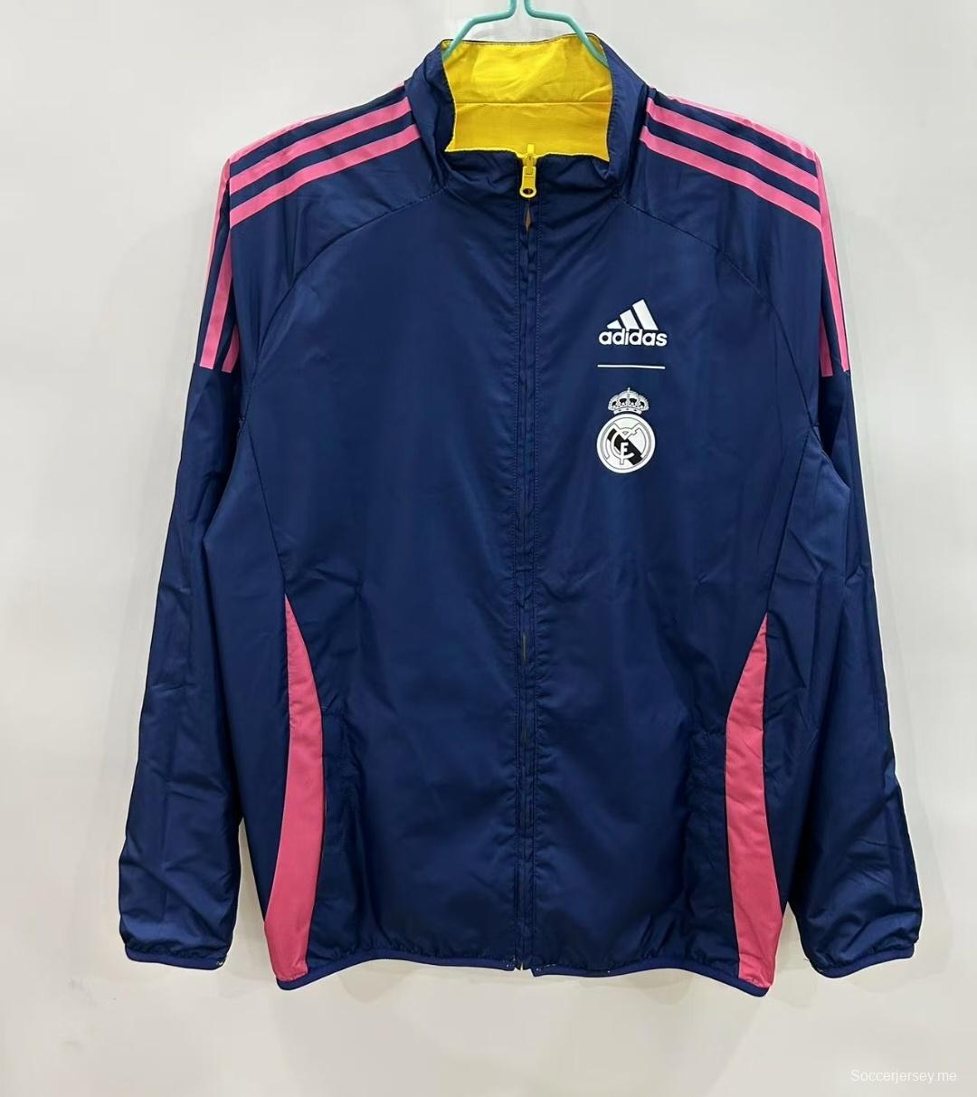 25/26 ريال مدريد أصفر/كحلي بسترة واقية من الرياح عكسية اللون أصفر/كحلي