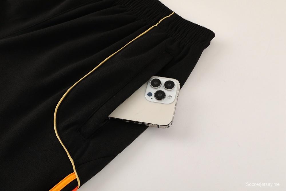 25/26 أرسنال جاكيت أسود كامل بسحاب أسود + بنطلون طويل