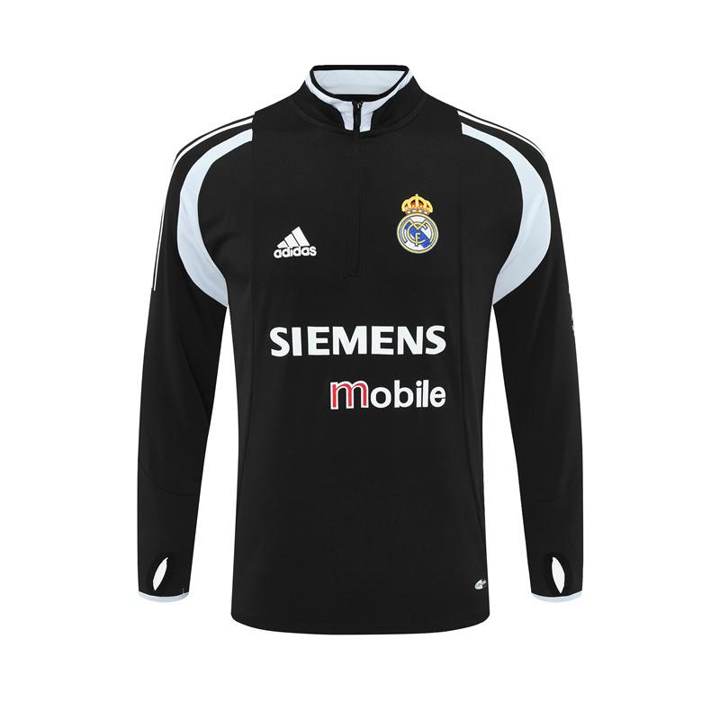 Retro 04/05 Real Madrid Black Half Zipper Jacket