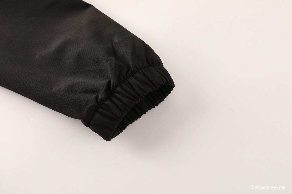 25/26 أديداس جاكيت هودي أسود كامل بسحاب + بنطلون طويل