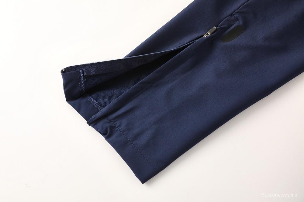 25/26 أديداس أديداس هودي أزرق داكن بجاكيت كامل بسحاب + بنطلون طويل