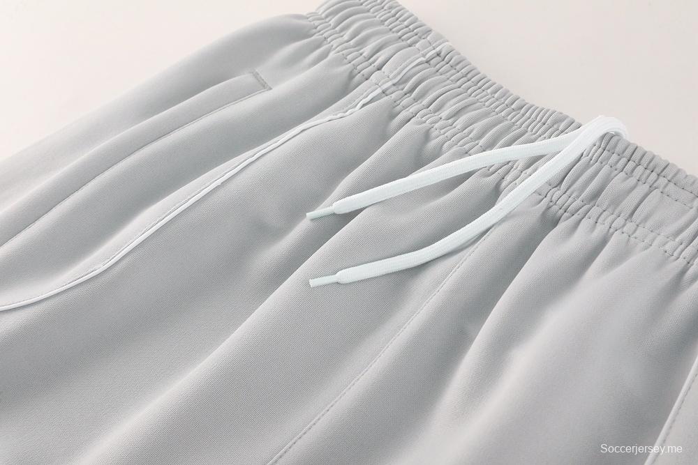 25/26 جاكيت ريال مدريد رمادي كامل بسحاب + بنطلون طويل