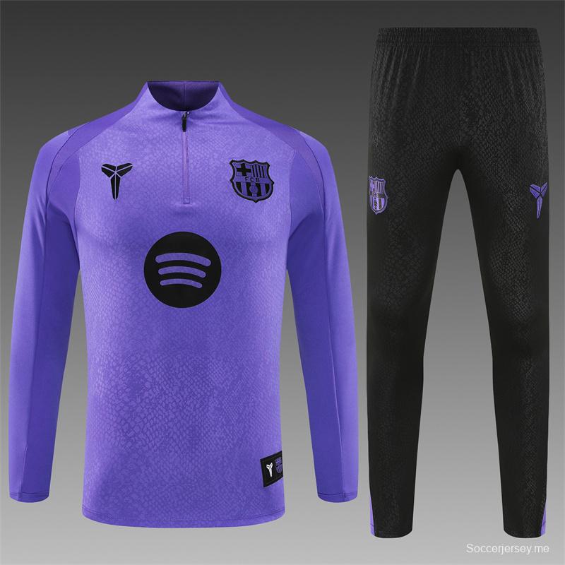 25/26 Barcelona Purple Joint Edition Half Zipper Jacket+Long Pants
