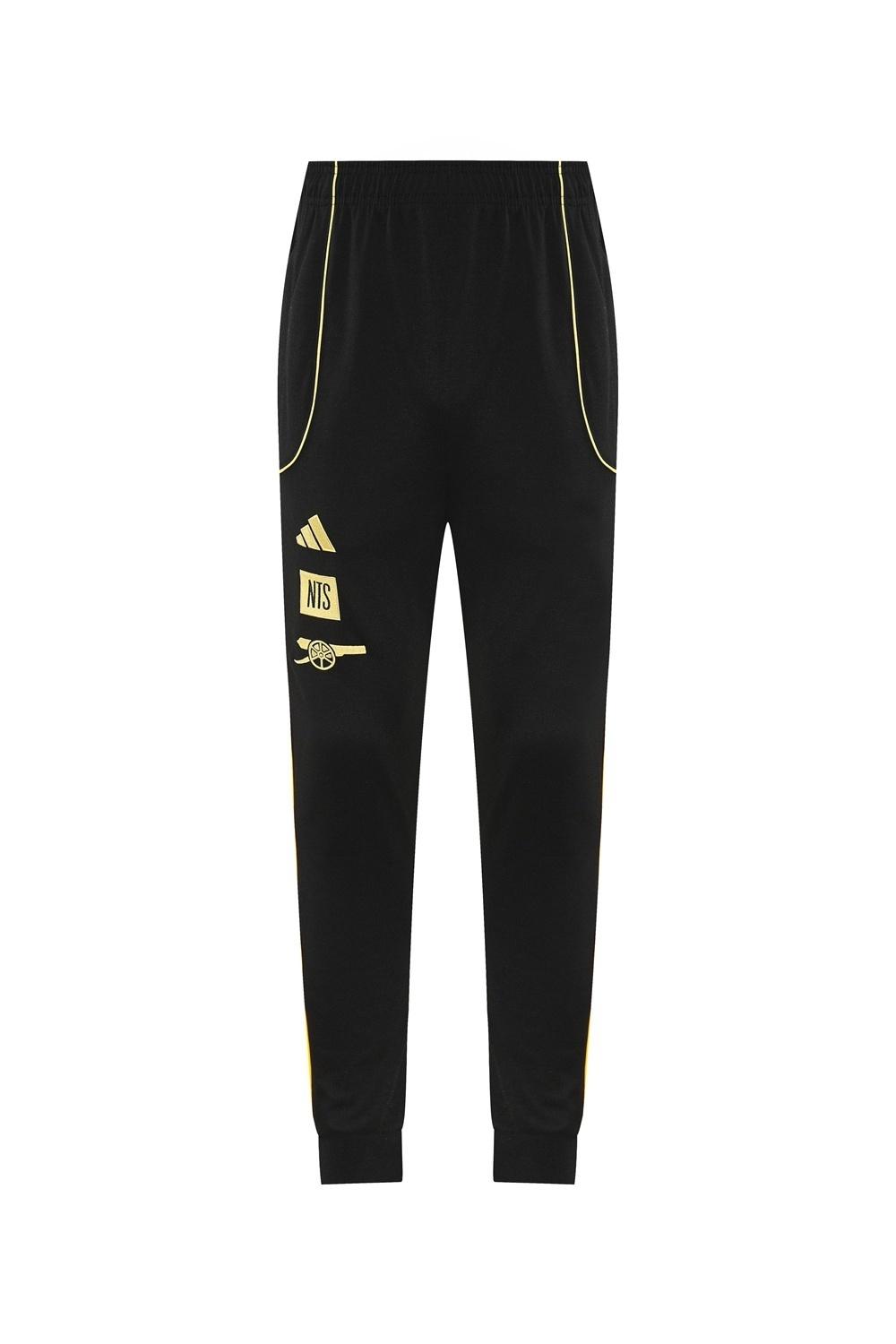 25/26 أرسنال جاكيت أسود كامل بسحاب أسود + بنطلون طويل