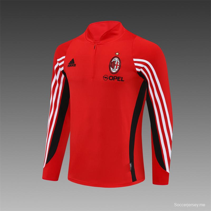 Retro 03/04 AC Milan Red Half Zipper Jacket