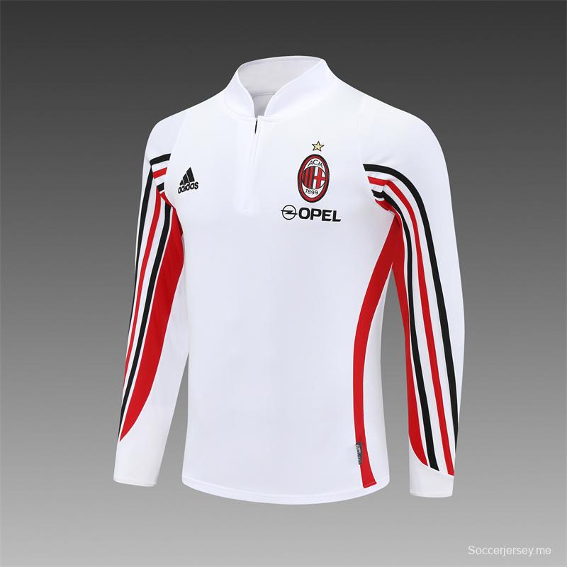 Retro 03/04 AC Milan White Half Zipper Jacket