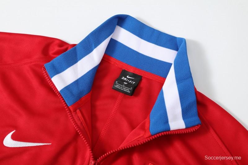 25/26 جاكيت أحمر بسحاب كامل أحمر من أتليتكو مدريد + بنطال طويل