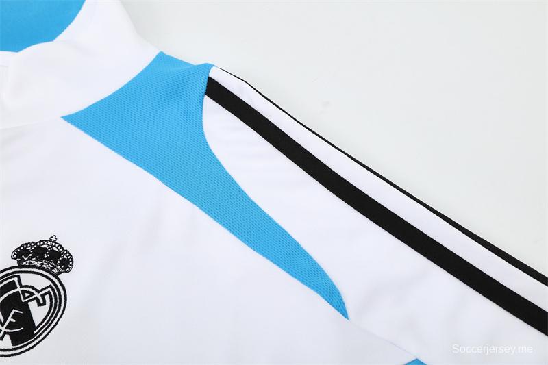 Retro 12/13 Real Madrid White/Blue Half Zipper Jacket