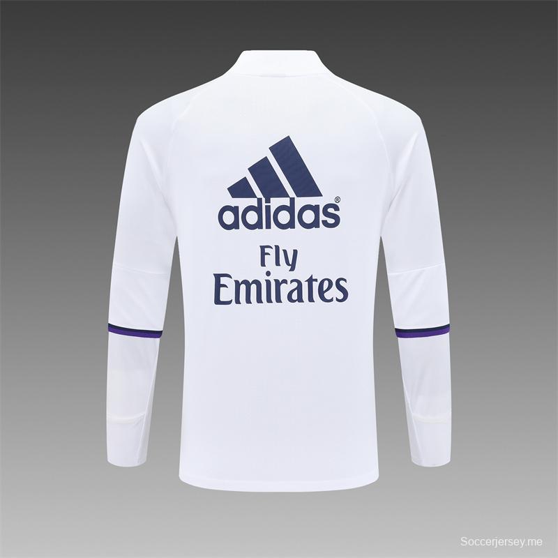 Retro 16/17 Real Madrid White Half Zipper Jacket