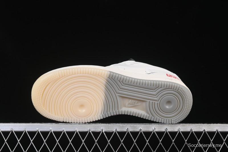 حذاء نايك اير فورس 1 '07 منخفض سوبريم سوبريم بالتعاون مع نايك باللون البيج الرمادي والكريستال سنيكرز كاجوال - XX3168-178