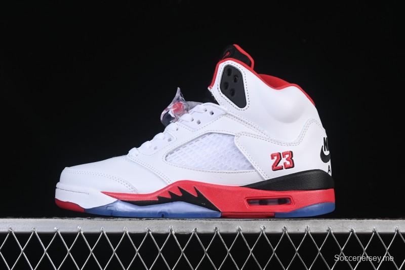 حذاء كرة السلة نايك اير جوردان 5 ريترو جوردان فاير ريد أحمر أسود اللسان - HQ7978-101