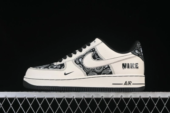 Nike Air Force 1'07 Low Cashew Flower Classic White Black Low-Top Casual Sneakers - ZD1988-005